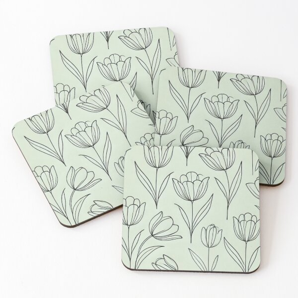 Item preview, Minimalist Line-Art Tulip Pattern on Pastel Green designed and sold by Designeerguy.