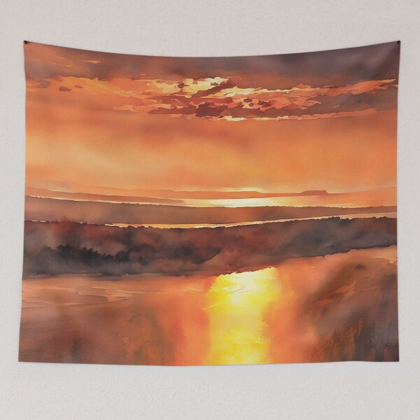 Item preview, Red Puget Sound Sunset (Watercolor) designed and sold by flyscenicair.