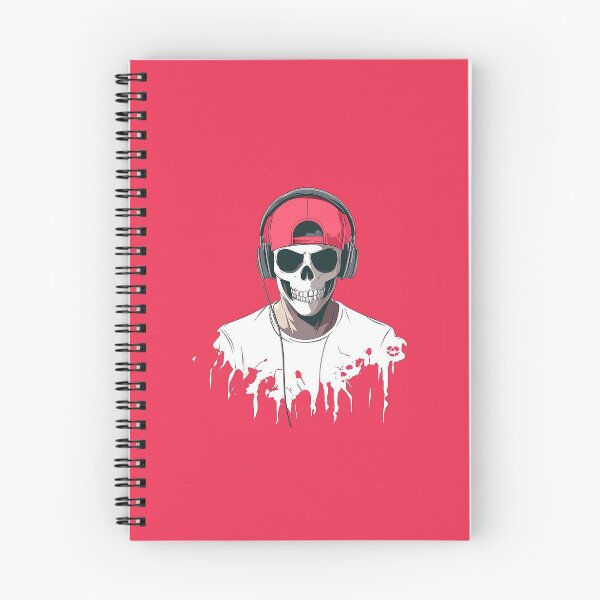 Item preview, Skull Logo with Headphones and Red Background designed and sold by GoldenTealArts.