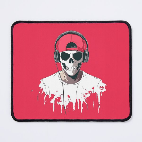 Item preview, Skull Logo with Headphones and Red Background designed and sold by GoldenTealArts.