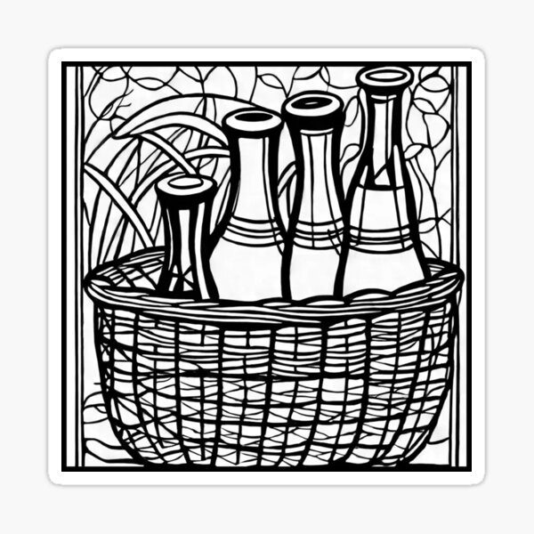 Item preview, Basket of Bottles; black and white mosaic designed and sold by CindyOMy.