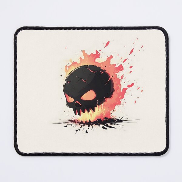 Item preview, Fiery Cartoon Skull Minimalist Illustration designed and sold by GoldenTealArts.