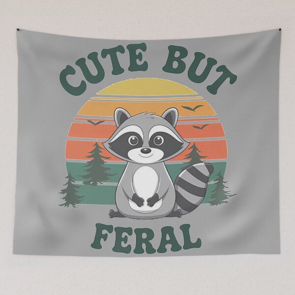 Item preview, Feeling Cute But Feral, Retro vintage, If I'm Moody Give Me Foody, Funny Raccoon Design, Animal Sarcastic Saying, Trendy Raccoon Sublimation designed and sold by FitFisher.