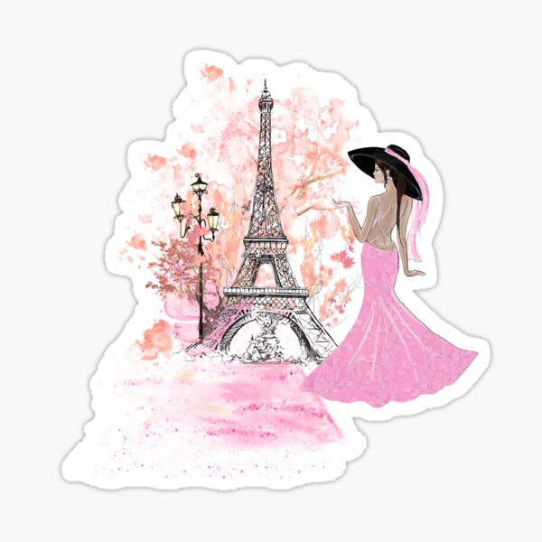 Item preview, Paris, Pink Eiffel Tower, Parisian Girl, Spring Autumn designed and sold by TerytaDesigns.