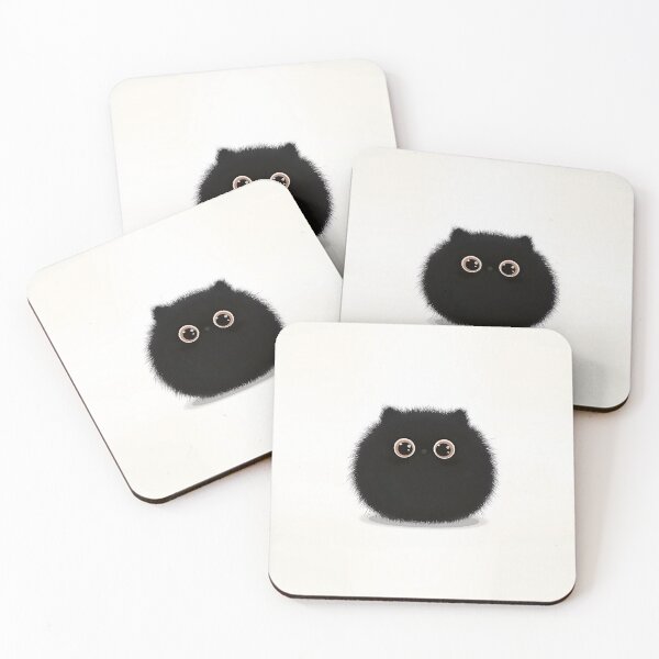 Item preview, Fluffy Black Furball Character with Cute Eyes designed and sold by GoldenTealArts.