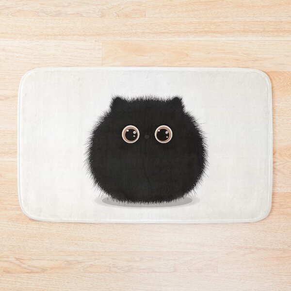 Item preview, Fluffy Black Furball Character with Cute Eyes designed and sold by GoldenTealArts.