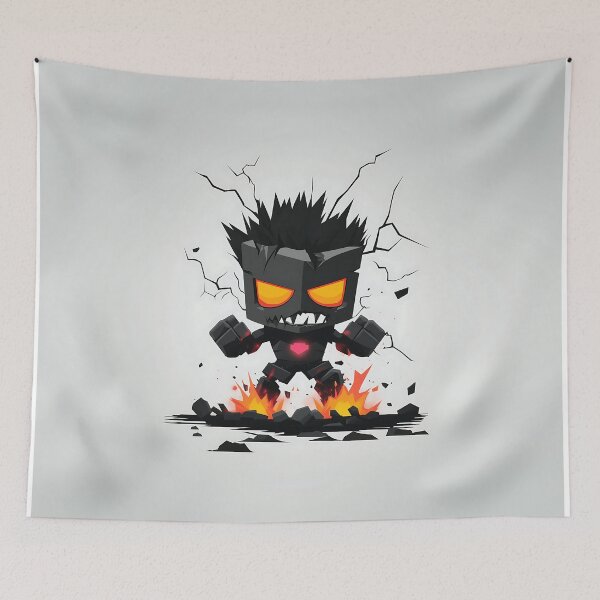 Item preview, Angry Cartoon Monster with Fire and Cracks designed and sold by GoldenTealArts.