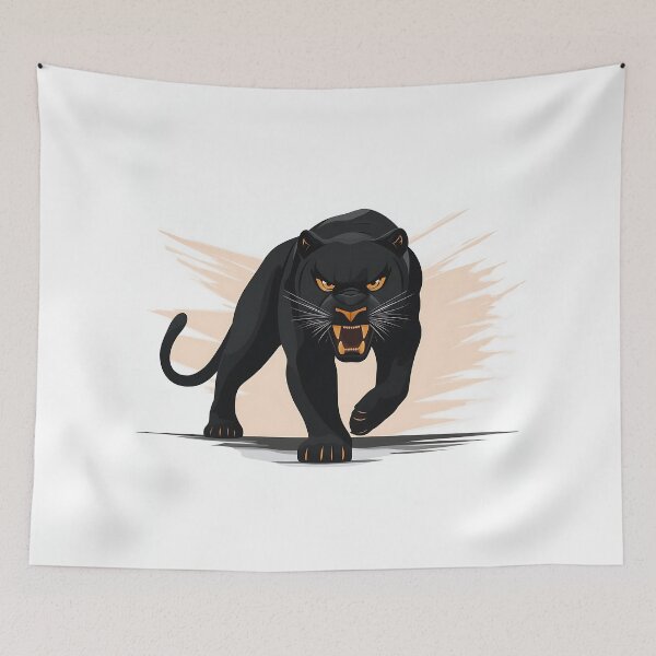 Item preview, Black Panther Vector Walking With Fierce Expression designed and sold by GoldenTealArts.