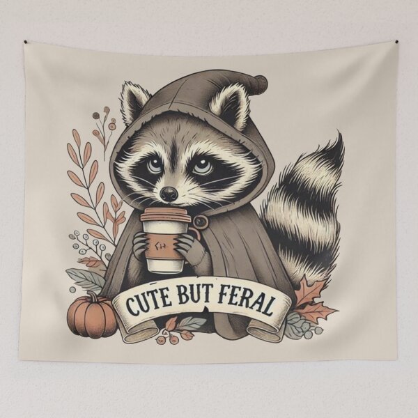 Item preview, Feeling Cute But Feral, Warm Coat, If I'm Moody Give Me Foody, Funny Raccoon Design, Animal Sarcastic Saying, Trendy Raccoon Sublimation designed and sold by FitFisher.