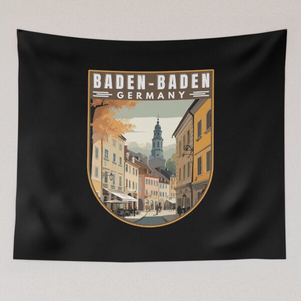 Item preview, Baden-Baden in Baden-Württemberg Germany Retro Travel Art Emblem designed and sold by MaateoDesign.
