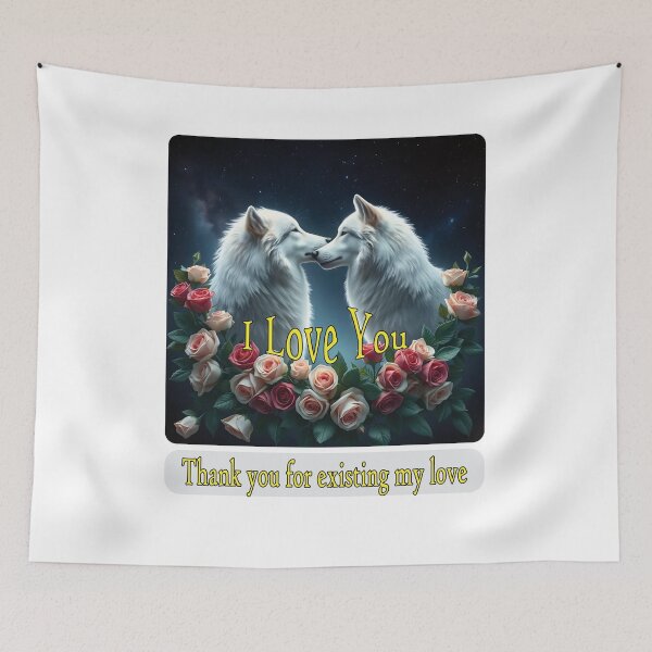 Item preview, Love between two wolves in a starry night designed and sold by GiCapgraphics.