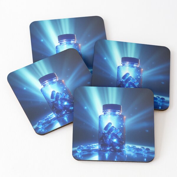 Item preview, Glowing blue capsules in a bottle designed and sold by anytka.