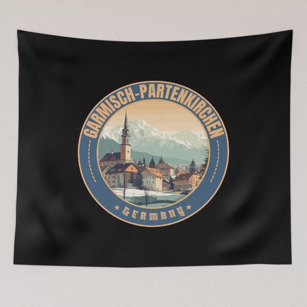Item preview, Garmisch-Partenkirchen in Bavaria Germany Retro Travel Art Badge designed and sold by MaateoDesign.