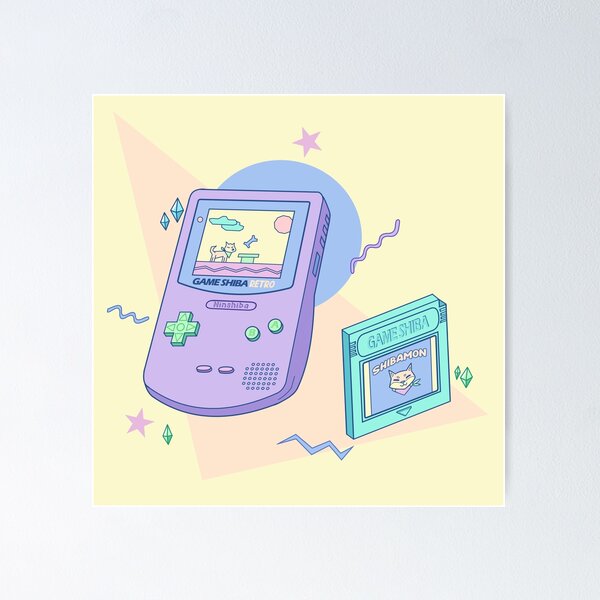 Artikel-Vorschau von Tragbare Konsole im Pastell-Kawaii-Retro-Stil mit Shiba-Inu-Spiel, designt und verkauft von Floraberlin.