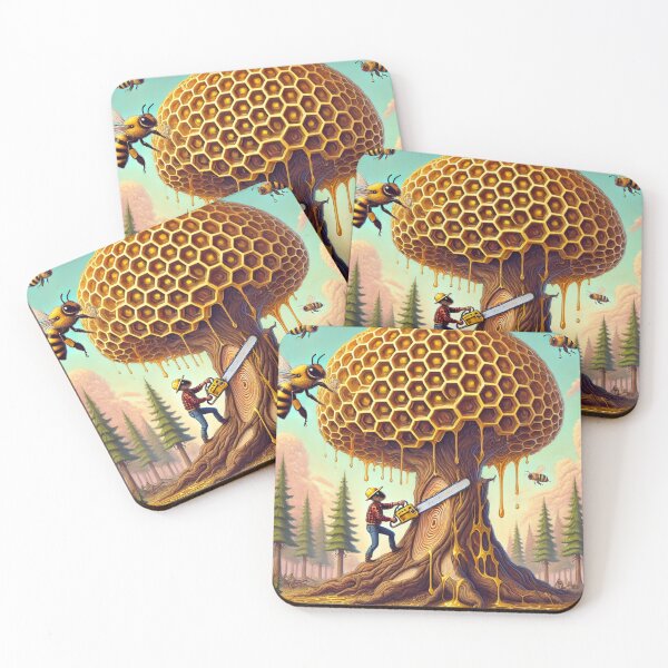 Item preview, Forest worker - bee cutting down a tree designed and sold by DamioPolArt.
