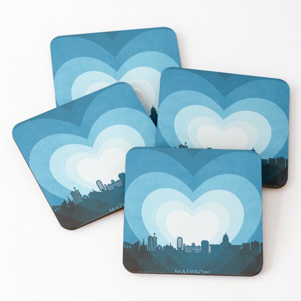 Item preview, Madison Wisconsin Skyline Hearts Blue designed and sold by ArtPrints.