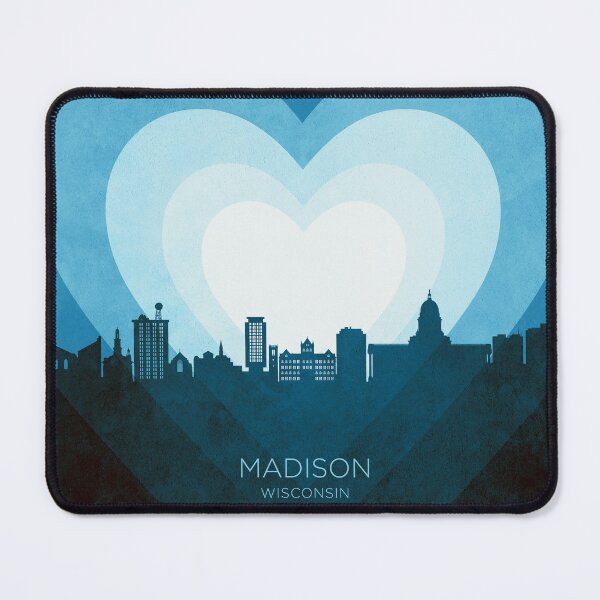 Item preview, Madison Wisconsin Skyline Hearts Blue designed and sold by ArtPrints.