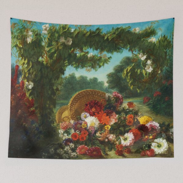 Item preview, BASKET OF FLOWERS  IN COUNTRY HOUSE by Eugène Delacroix designed and sold by BulganLumini.
