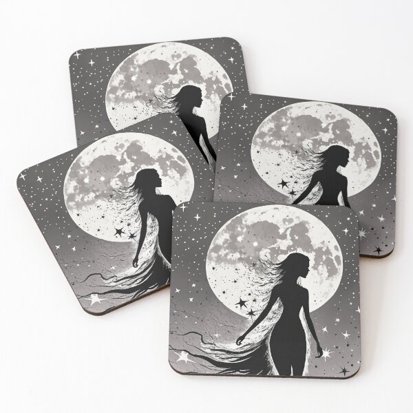 Item preview, Silhouette of a Woman Walking Under the Moonlight designed and sold by CoreMinimal.