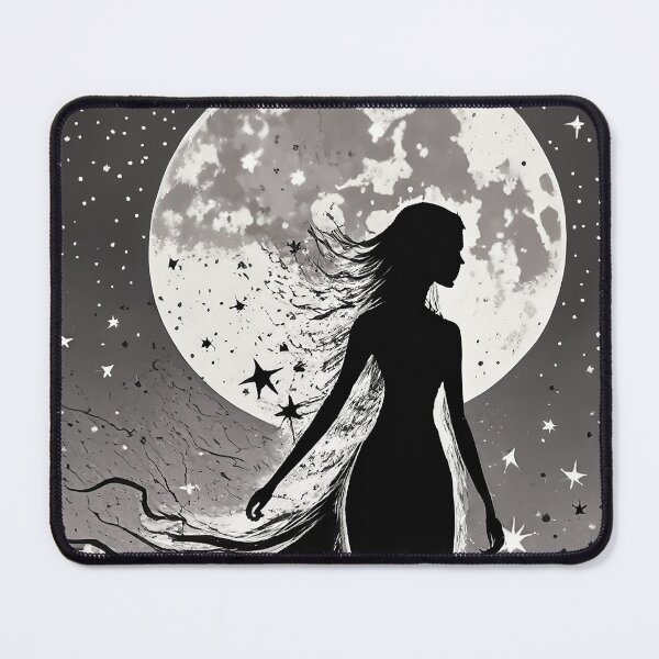 Item preview, Silhouette of a Woman Walking Under the Moonlight designed and sold by CoreMinimal.