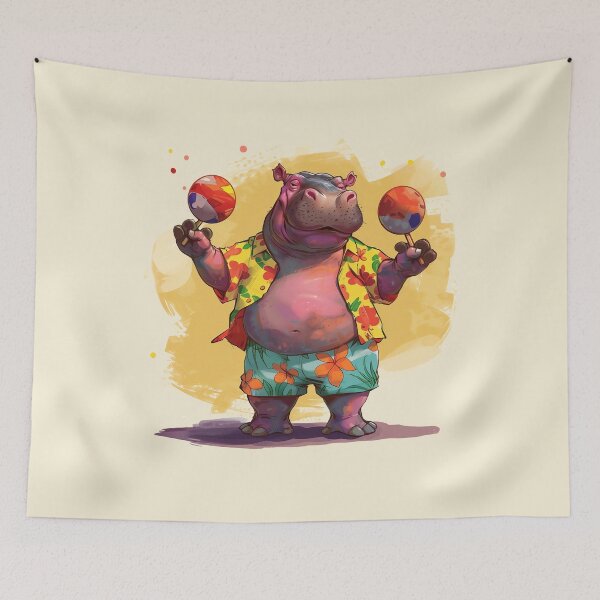 Item preview, Funny Hippopotamus Playing Maracas designed and sold by dharanna.