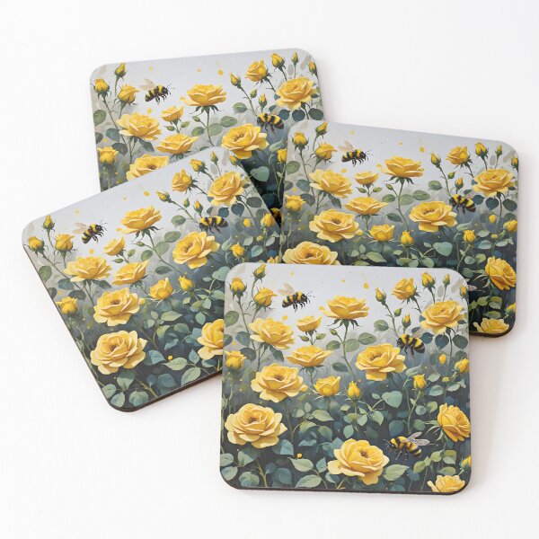 Item preview, Bumblebees and Yellow Roses designed and sold by Paw's Arts.