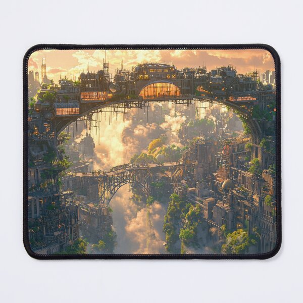 Item preview, Solar punk Cityscape over an Unseen Canyon designed and sold by ACastilloArt.
