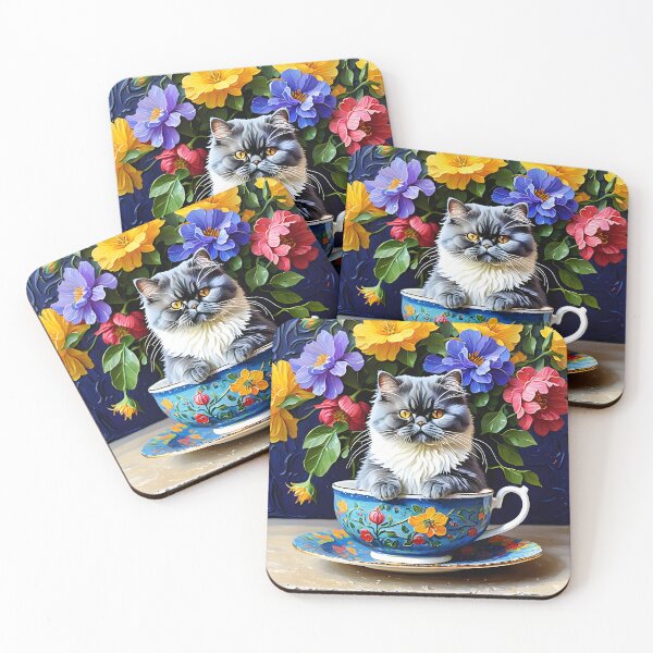 Aperçu de l'œuvre Un chat persan dans une tasse à café créée et vendue par Paw's Arts.