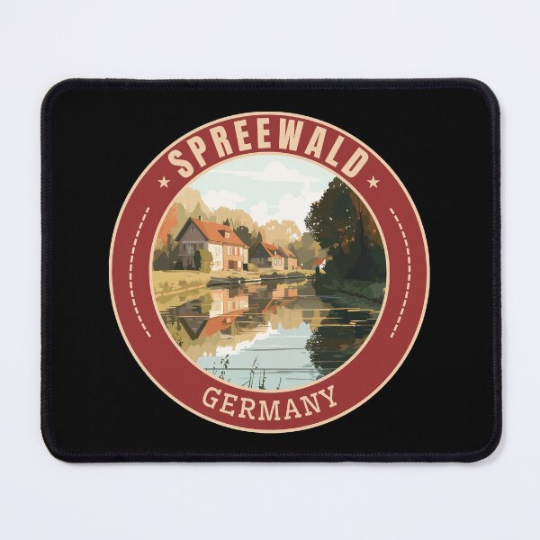 Item preview, Spreewald in Brandenburg Germany Retro Travel Art Badge designed and sold by MaateoDesign.