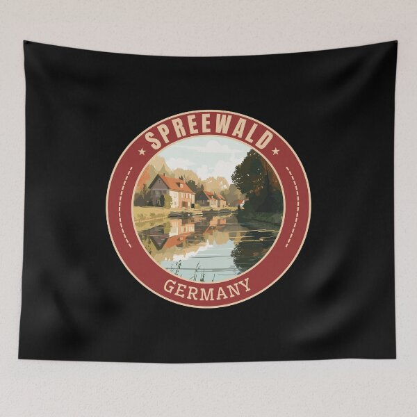 Artikelvorschau, Spreewald in Brandenburg Deutschland Retro Reisekunstabzeichen entworfen und verkauft von MaateoDesign.