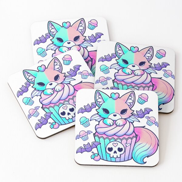 Item preview, Pastel Goth Cupcake Fox designed and sold by ToxxicApple.