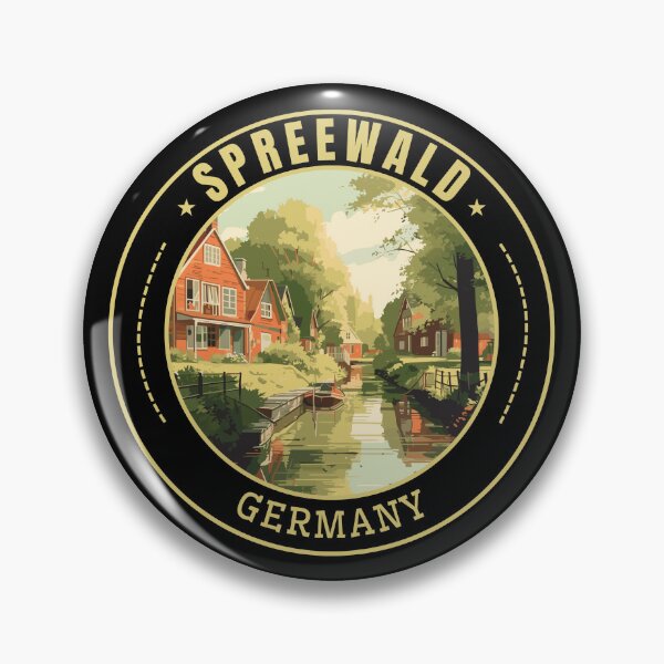 Artikelvorschau, Spreewald in Brandenburg Deutschland Retro-Reisekunst-Emblem entworfen und verkauft von MaateoDesign.