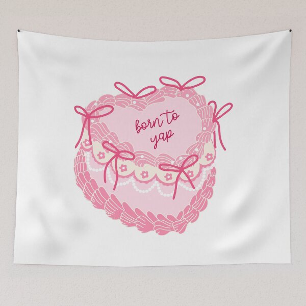 Item preview, Born to Yap. Vintage heart cake with bows. Coquette aesthetic. designed and sold by CoCoArt-Ua.
