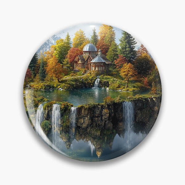 Item preview, Fairy House on Floating Island Above Mountain Lake designed and sold by ACastilloArt.