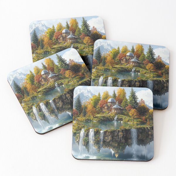 Item preview, Fairy House on Floating Island Above Mountain Lake designed and sold by ACastilloArt.