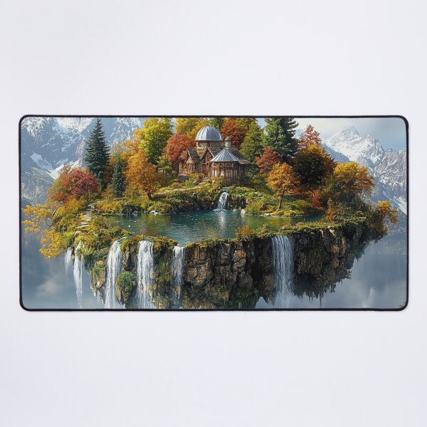 Item preview, Fairy House on Floating Island Above Mountain Lake designed and sold by ACastilloArt.