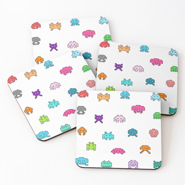 Item preview, Space invaders collection in color (black outline) designed and sold by KetiaArtWorld.