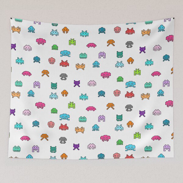 Item preview, Space invaders collection in color (black outline) designed and sold by KetiaArtWorld.