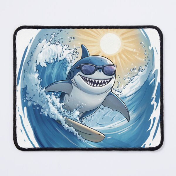 Item preview, Cool surfing shark with sunglasses riding ocean waves under the sun, perfect for beach lovers designed and sold by SagasArt.