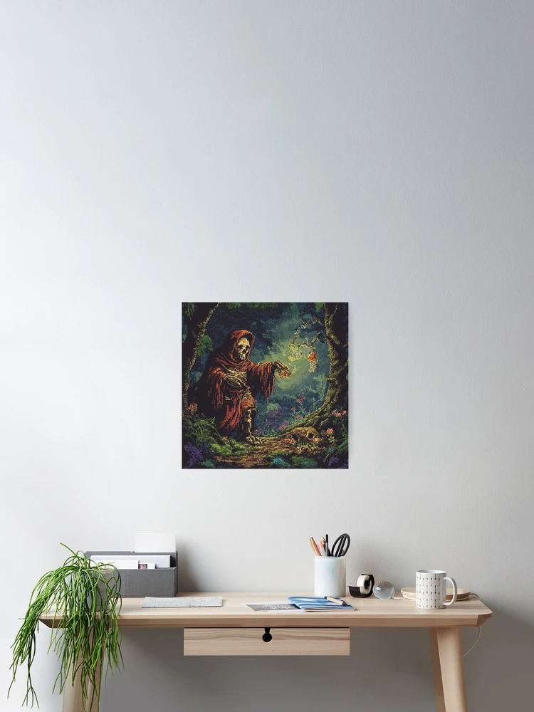 Thumbnail 2 of 3, Poster, Necromancer In 8bit designed and sold by Rtymer.