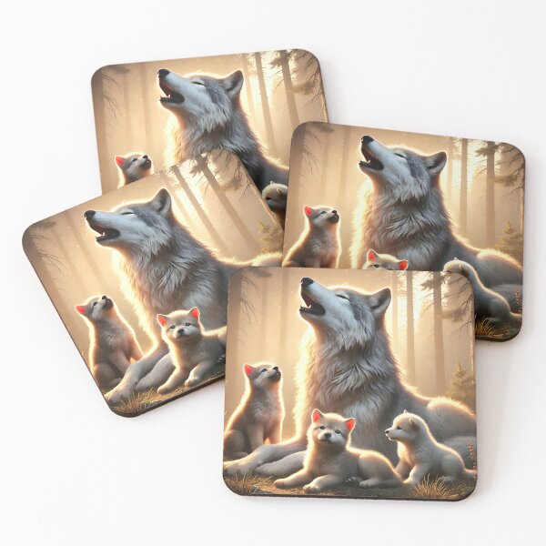 Item preview, wolf with pups designed and sold by MyArtworkStudio.