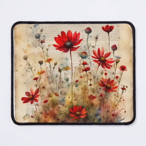 Item preview, Red and yellow wildflowers in an old book, romantic scene designed and sold by Coolparrotgirl.