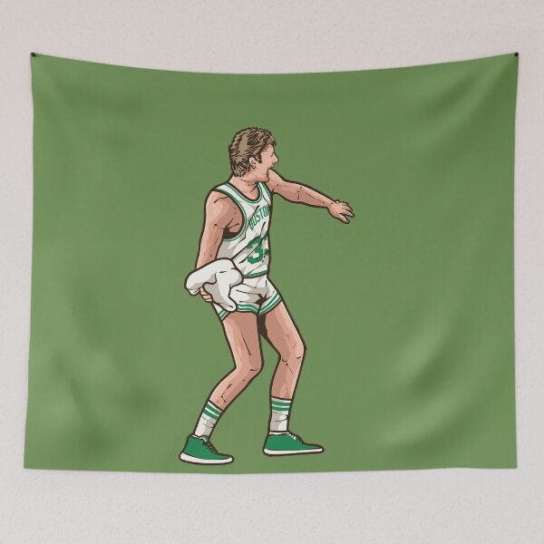 Item preview, Larry Bird Towel Celebration Cartoon designed and sold by RatTrapTees.