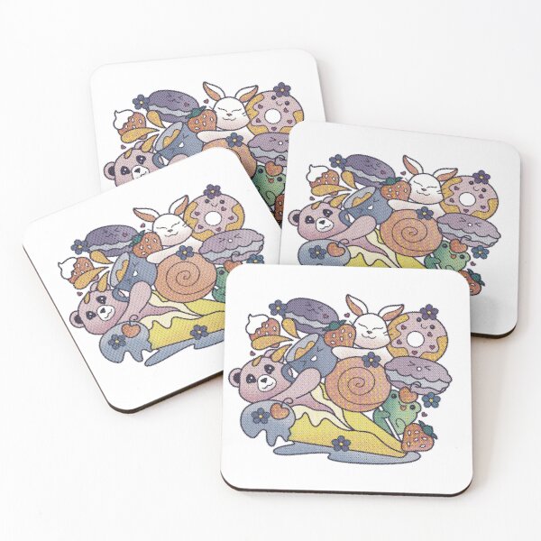Item preview, Kawaii Animals with Hearts, Flowers, and Sweet Desserts - Halftone designed and sold by empixeldesign.