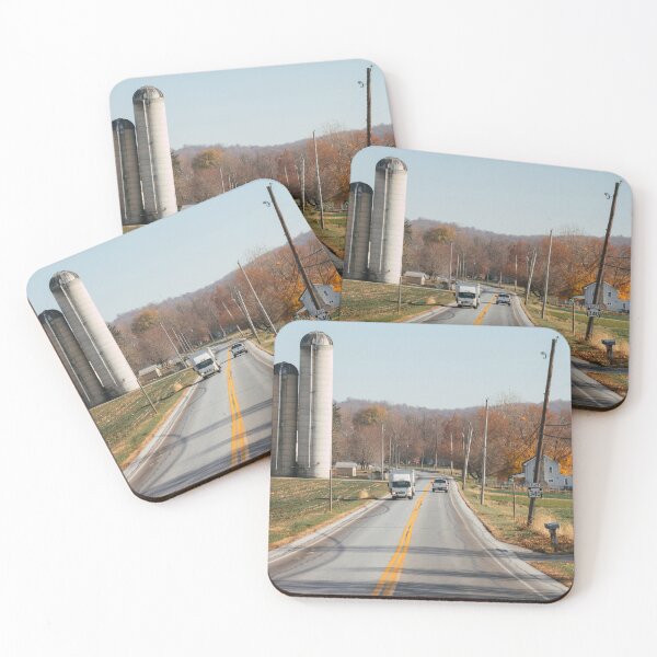 Item preview, Country road with silos in autumn designed and sold by rhosbahu.
