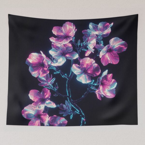 Item preview, Neon cyberpunk flowers with glowing, futuristic aesthetics designed and sold by TheOctopusRage.