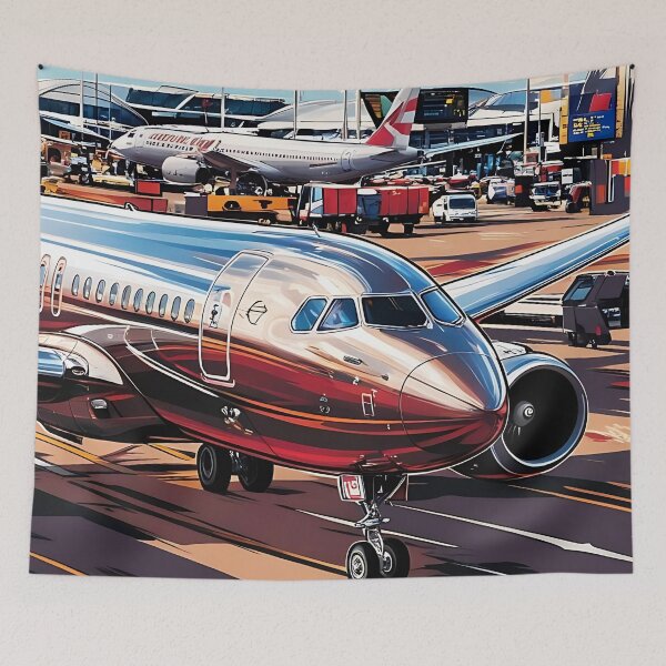 Item preview, Metallic Airplane Taxiing at the Airport - Digital Aviation Illustration designed and sold by EMairplanes.