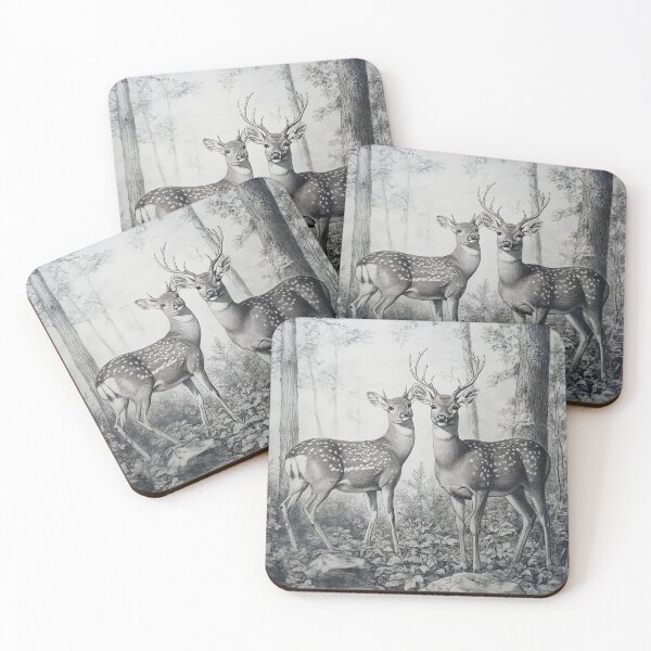 Item preview, Realistic Stag and deer pencil drawing designed and sold by Pencil-Art.