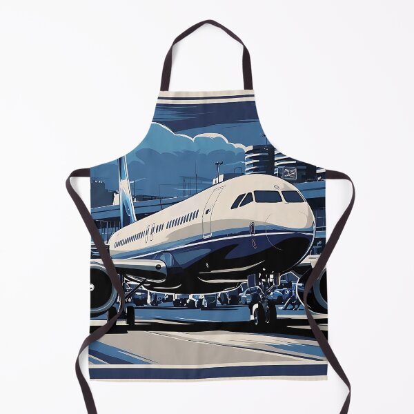 Item preview, Blue Airplane at the Airport - Aviation Illustration designed and sold by EMairplanes.