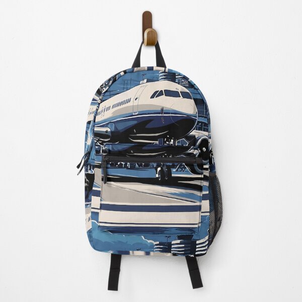Item preview, Blue Airplane at the Airport - Aviation Illustration designed and sold by EMaviation_.